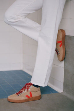 shop roirama sneakers suede desert orange gum sole on thegreenlabels