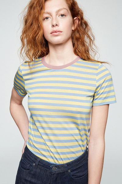 Shop lida bold stripes t-shirt vanilla by Armedangels on thegreenlabels