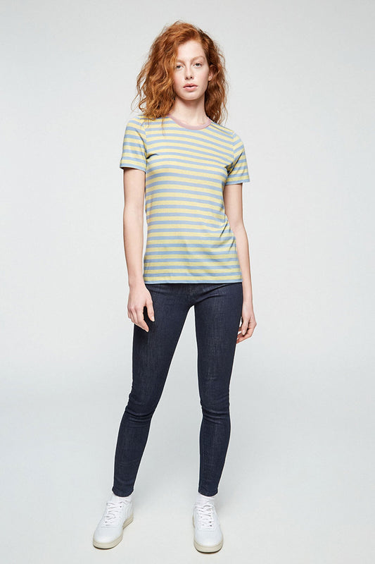 Shop lida bold stripes t-shirt vanilla by Armedangels on thegreenlabels