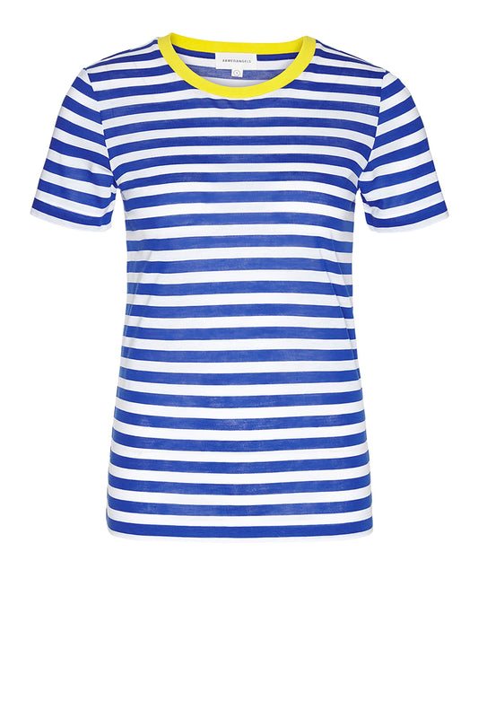 Shop lida bold stripes t-shirt signal blue by Armedangels on thegreenlabels.com