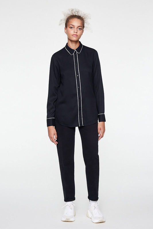 Shop annika shirt black by Armedangels on thegreenlabels.com