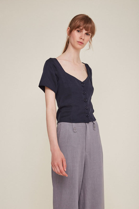 chiara top navy by Rita Row at thegreenlabels