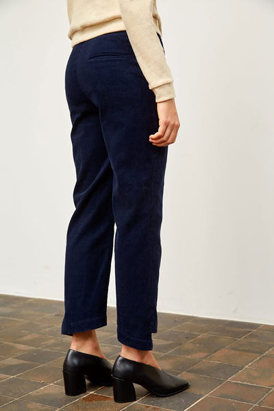 Shop fatima corduroy pants navy blue by Frisur on thegreenlabels.com