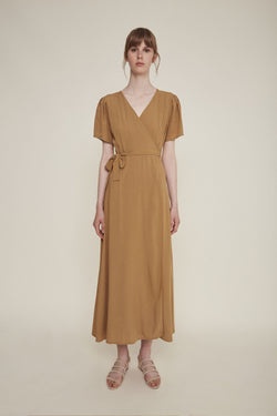 silvia wrap dress latte by Rita Row at thegreenlabels