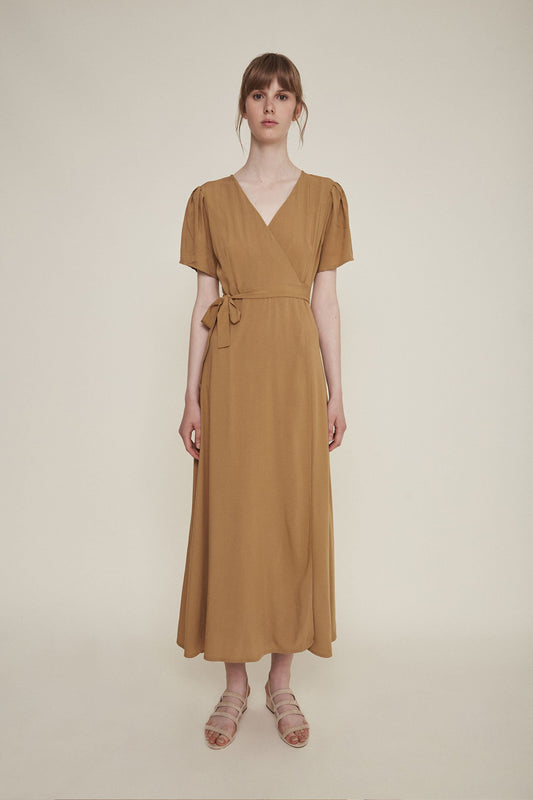 silvia wrap dress latte by Rita Row at thegreenlabels