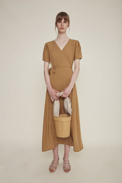 silvia wrap dress latte by Rita Row at thegreenlabels