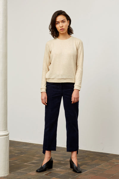 Shop fatima corduroy pants navy blue by Frisur on thegreenlabels.com