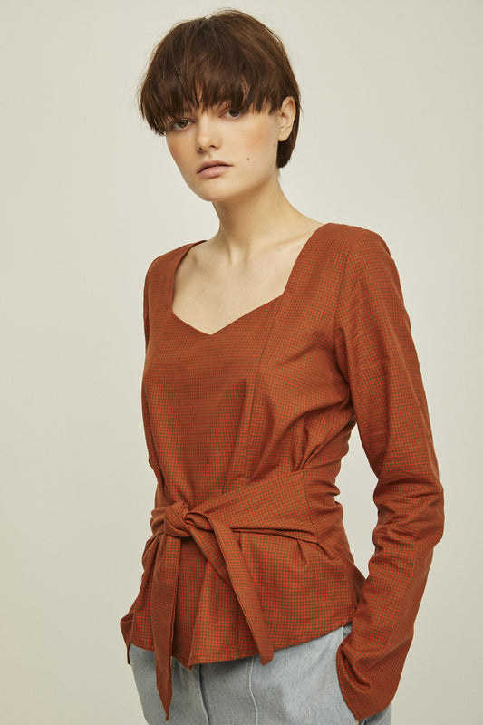 shop vilma top orange check by rita row at thegreenlabels