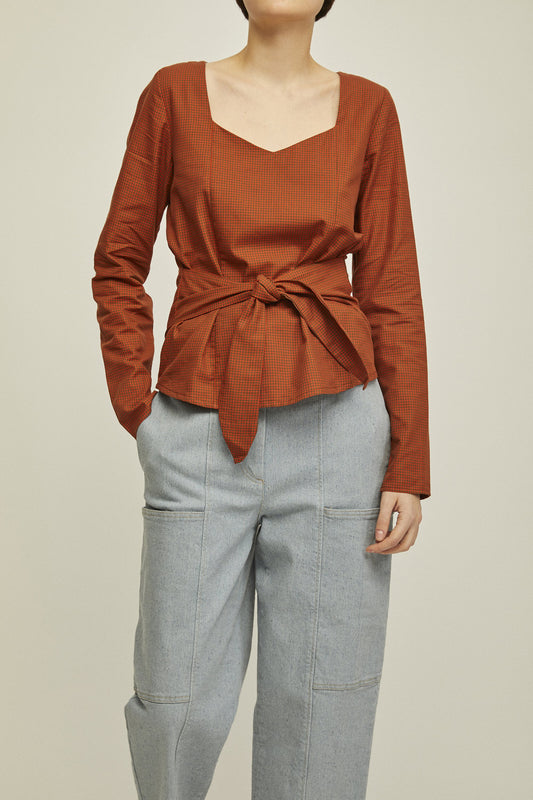 sho pvilma top orange check by rita row at thegreenlabels