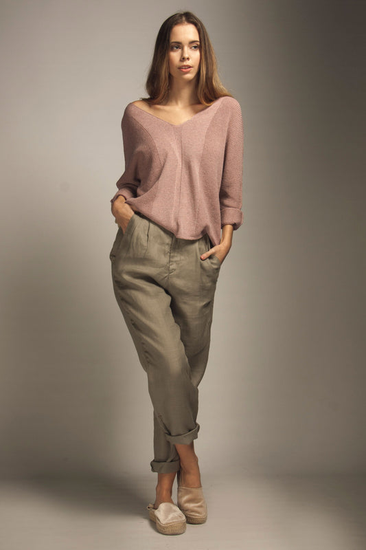 Shop jersey doble pico sweater camel by Friday's Project on thegreenlabels