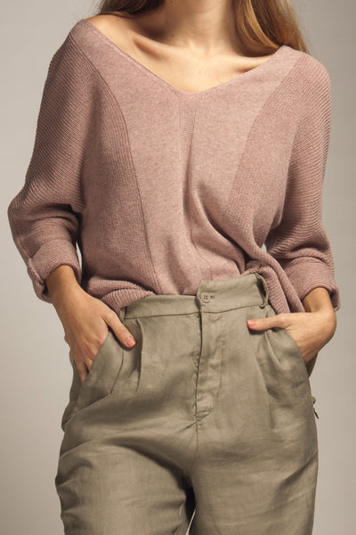 Shop jersey doble pico sweater camel by Friday's Project on thegreenlabels
