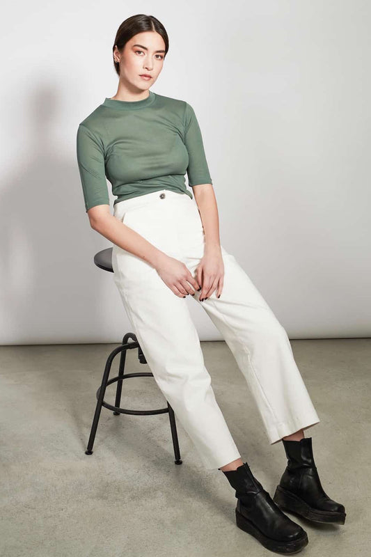 nina dark mint ribbed top by JAN’N JUNE on thegreenlabels.com