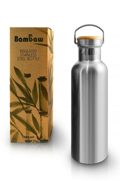 stainless steel insulated bottle by Bambaw on thegreenlabels