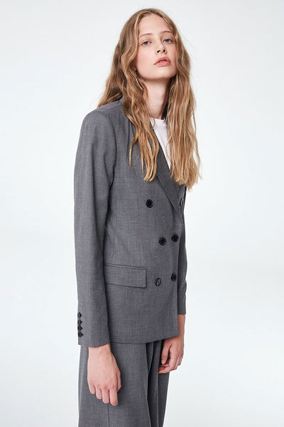 Shop checky blazer grey by Armedangels on thegreenlabels.com