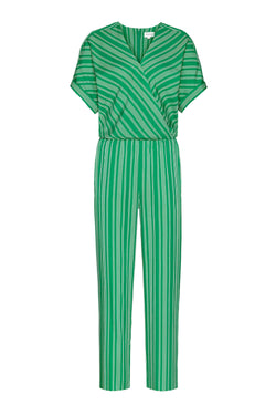 Shop aarabella pair of stripes jumpsuit garden green by Armedangels on thegreenlabels.com