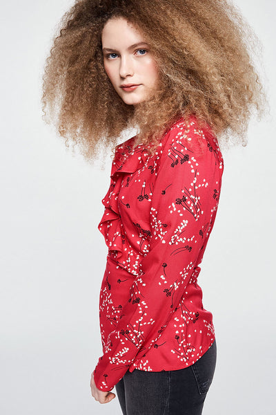 Shop lisaanne spring ditsies top tomato red by Armedangels on thegreenlabels.com