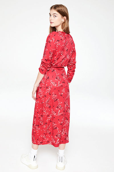 Shop dilaan spring ditsies dress tomato red by Armedangels on thegreenlabels.com