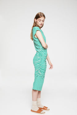 Shop raayen stripes dress garden green by Armedangels on thegreenlabels.com