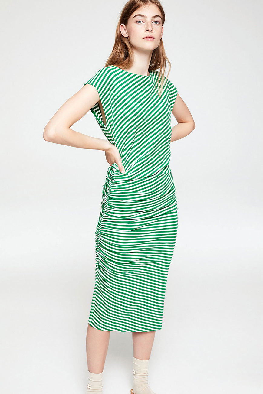 Shop raayen stripes dress garden green by Armedangels on thegreenlabels.com