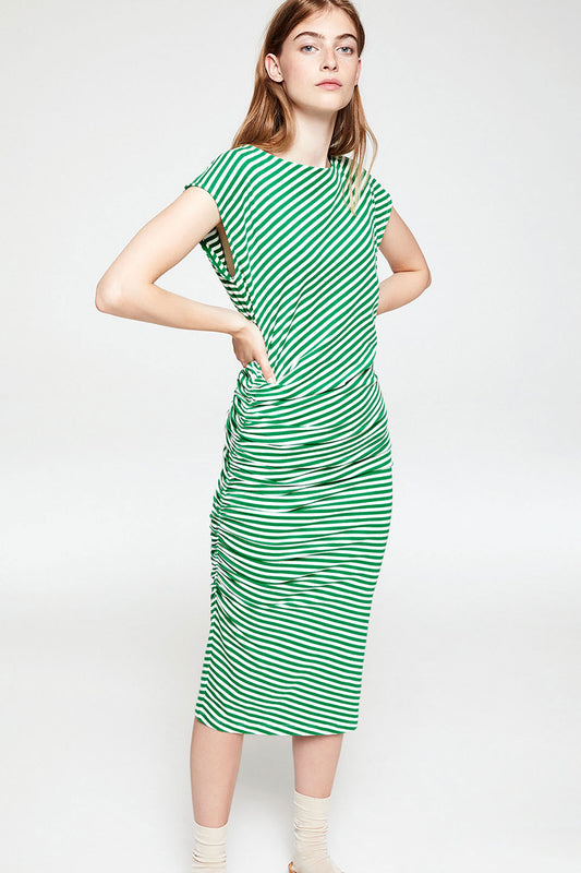 Shop raayen stripes dress garden green by Armedangels on thegreenlabels.com