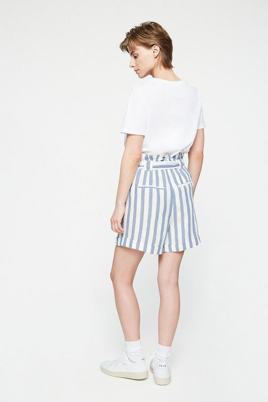 eliaa block stripe pants breeze blue-off white on thegreenlabels