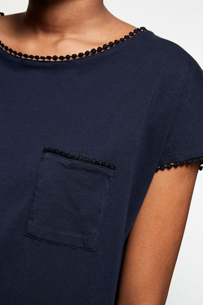 klaraa t-shirt dark navy by Armedangels on thegreenlabels