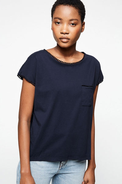 klaraa t-shirt dark navy by Armedangels on thegreenlabels