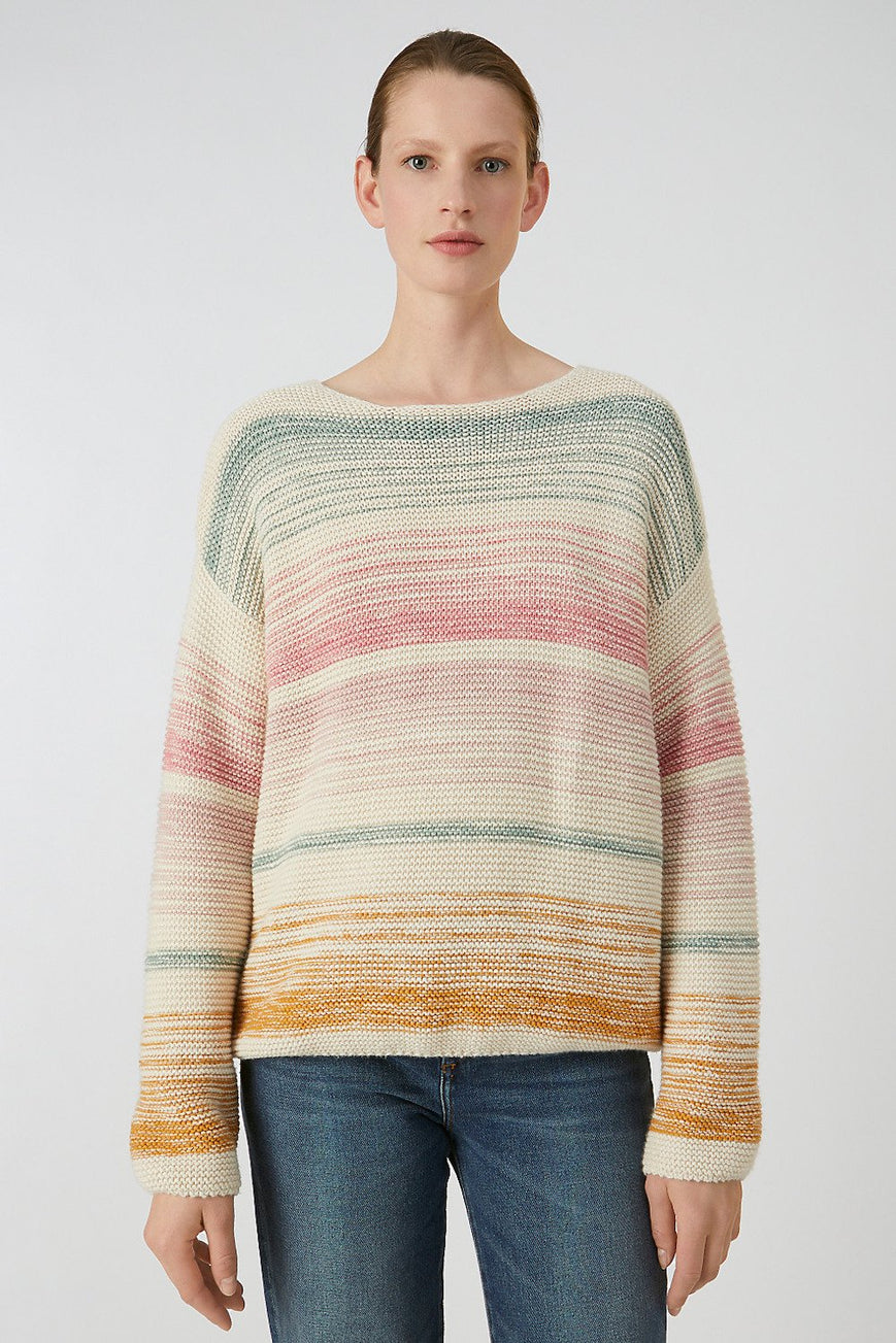 konaa stripes sweater <br> sandshell & pale mauve <br> by ARMEDANGELS