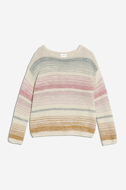 konaa stripes sweater <br> sandshell & pale mauve <br> by ARMEDANGELS