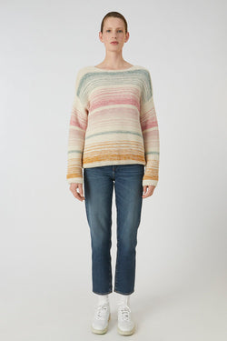 konaa stripes sweater <br> sandshell & pale mauve <br> by ARMEDANGELS