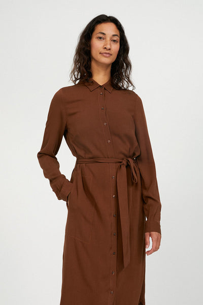 shop saigaa shirtdress cacao by ARMEDANGELS at thegreenlabels