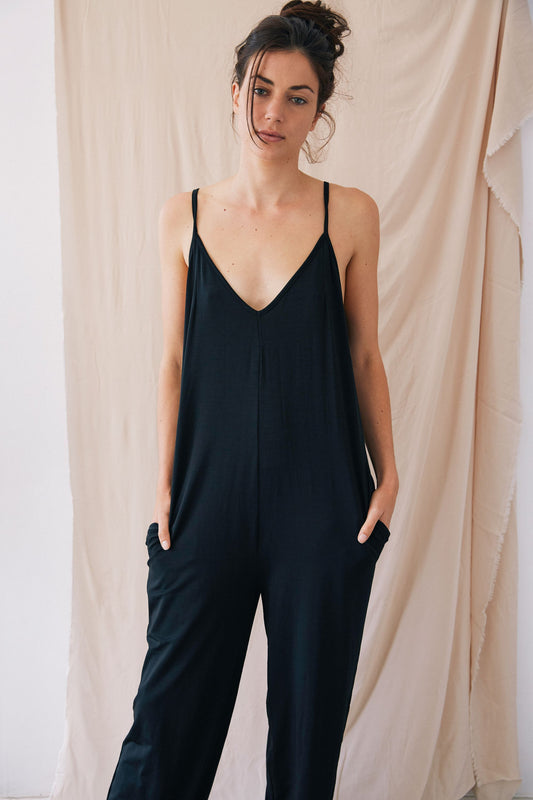 shop jumpsuit black by Cossac at thegreenlabels