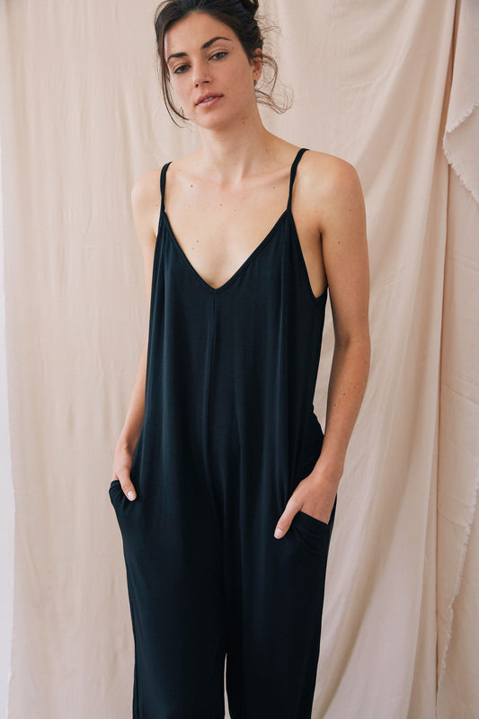 shop jumpsuit black by Cossac at thegreenlabels