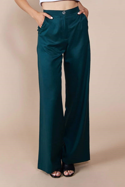 shop arouca wide pants smaragd green by JAN’N JUNE on thegreenlabels