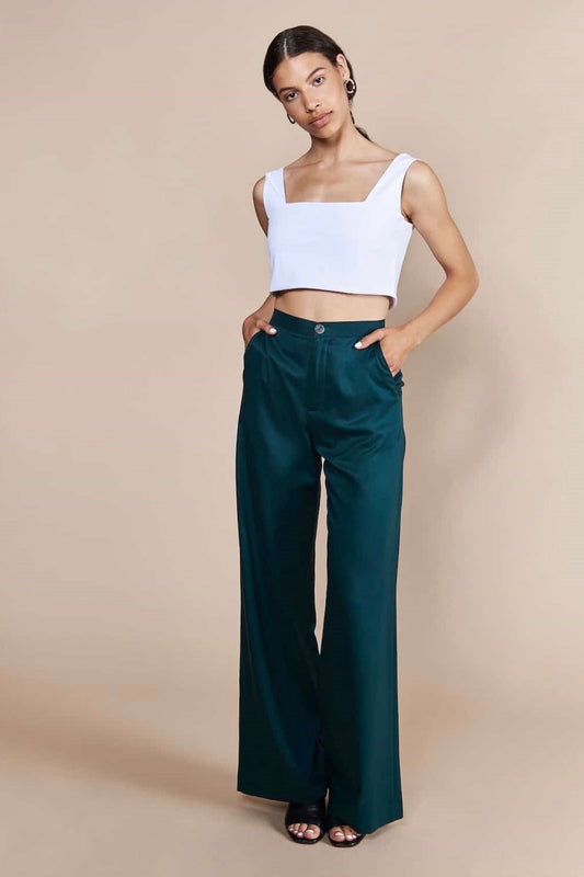shop arouca wide pants smaragd green by JAN’N JUNE on thegreenlabels