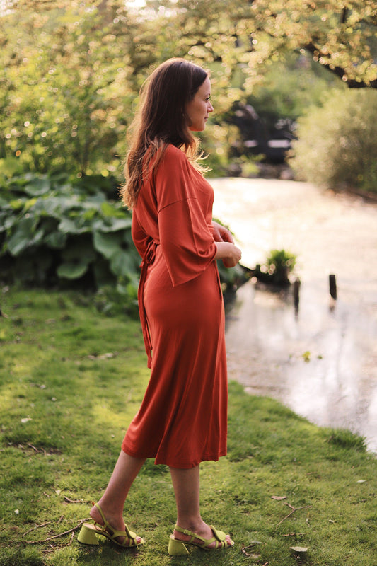 shop airi rust dress by JAN’N JUNE on thegreenlabels.com