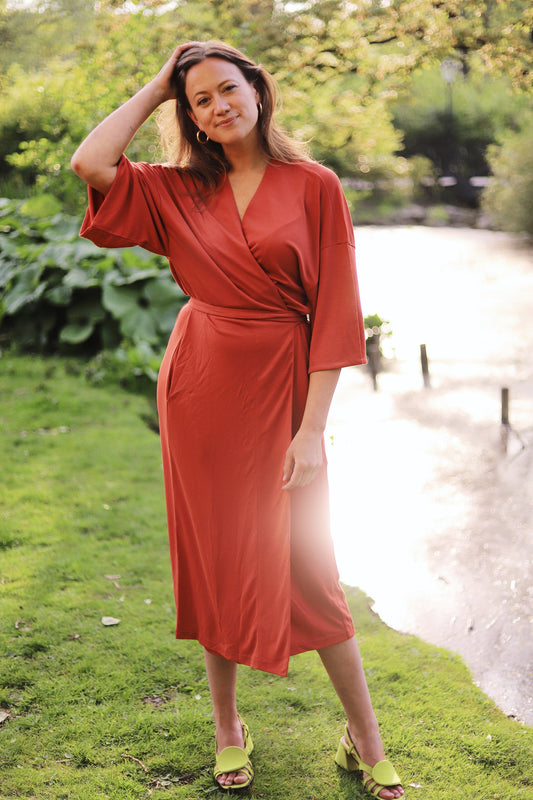shop airi rust dress by JAN’N JUNE on thegreenlabels.com