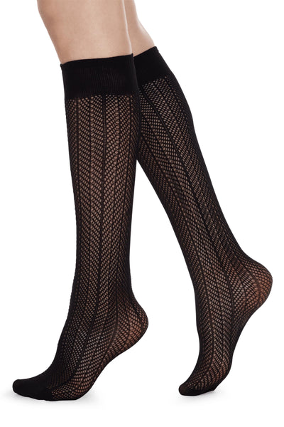 astrid net knee-highs black by Swedish Stockings on thegreenlabels.com
