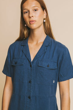 blue hemp karen dress by Thinking Mu on thegreenlabels