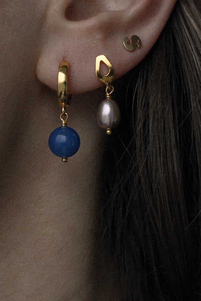 shop blue agate hoop gold by Neinties at thegreenlabels