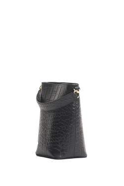 Shop bobbi bucket bag black classic croco leather by O My Bag at thegreenlabels