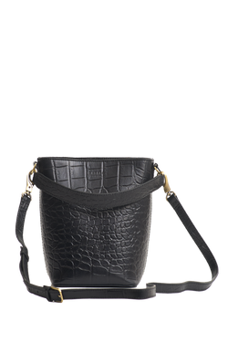 Shop bobbi bucket bag black classic croco leather by O My Bag at thegreenlabels