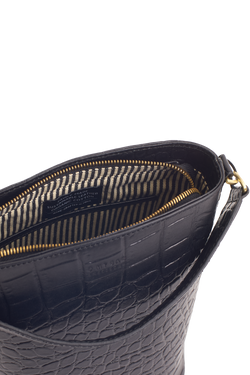 Shop bobbi bucket bag black classic croco leather by O My Bag at thegreenlabels