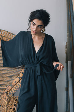 Shop kimono jumpsuit black by Cossac on thegreenlabels