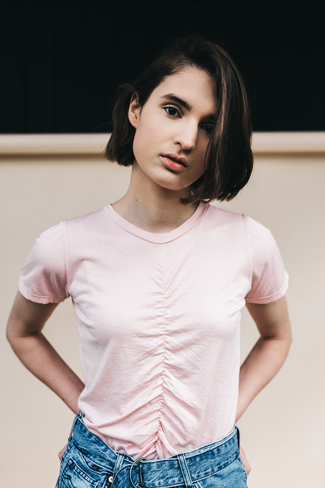 shop silk pink tee on thegreenlabels.com