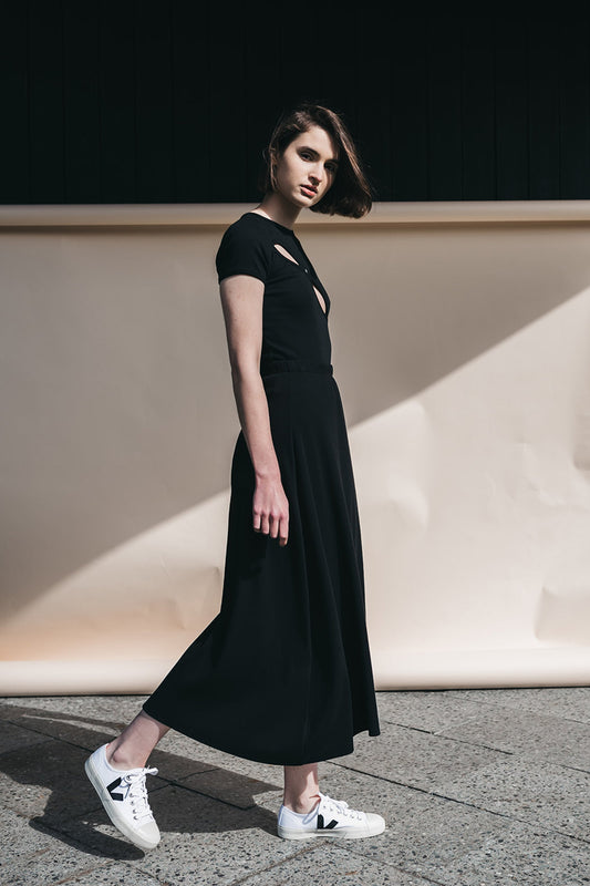 Shop long rib skirt black by Signe on thegreenlabels