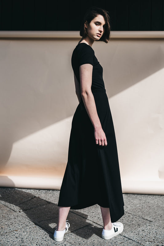 Shop long rib skirt black by Signe on thegreenlabels