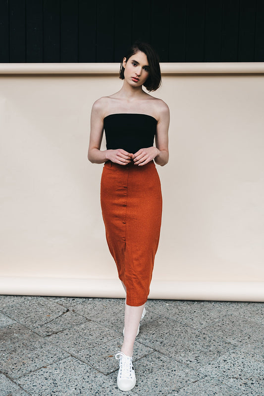 Shop balos skirt rust by Rita Row on thegreenlabels