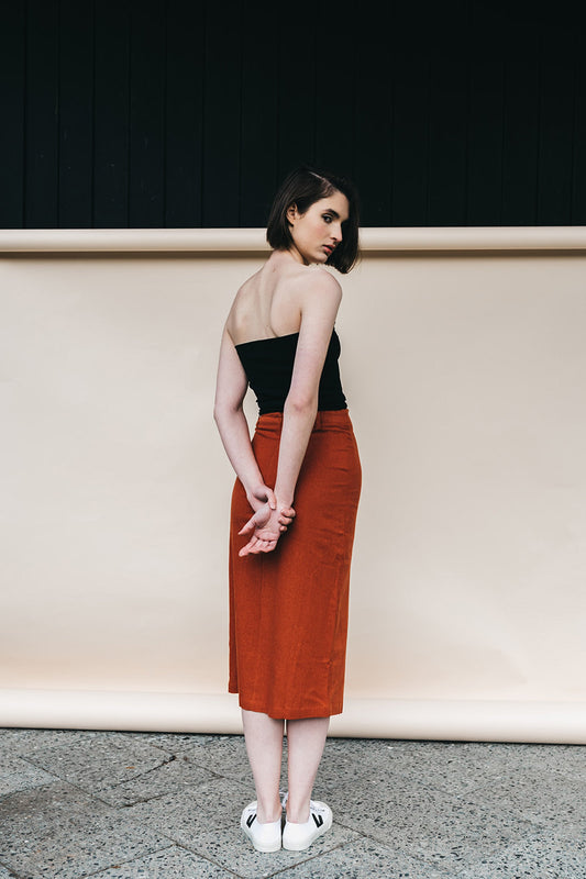 Shop balos skirt rust by Rita Row on thegreenlabels