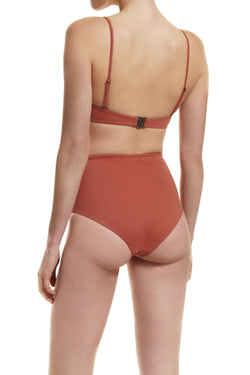 high waist bikini bottom | terracotta